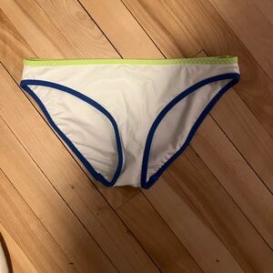 aerie White and Neon Green Bikini Bottom - S - NEW